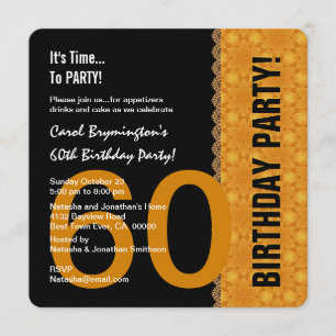Invitation 60e anniversaire Noir et or avec dentelle V02