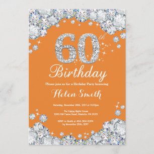 Invitation 60e anniversaire Orange et Silver Diamond