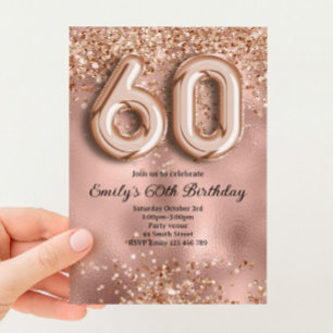 Invitation 60e Anniversaire Paillettes Rose Gold