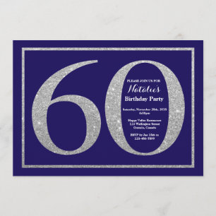 Invitation 60e anniversaire Parties scintillant bleue et arge