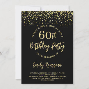 Invitation 60e anniversaire Parties scintillant or Confetti N