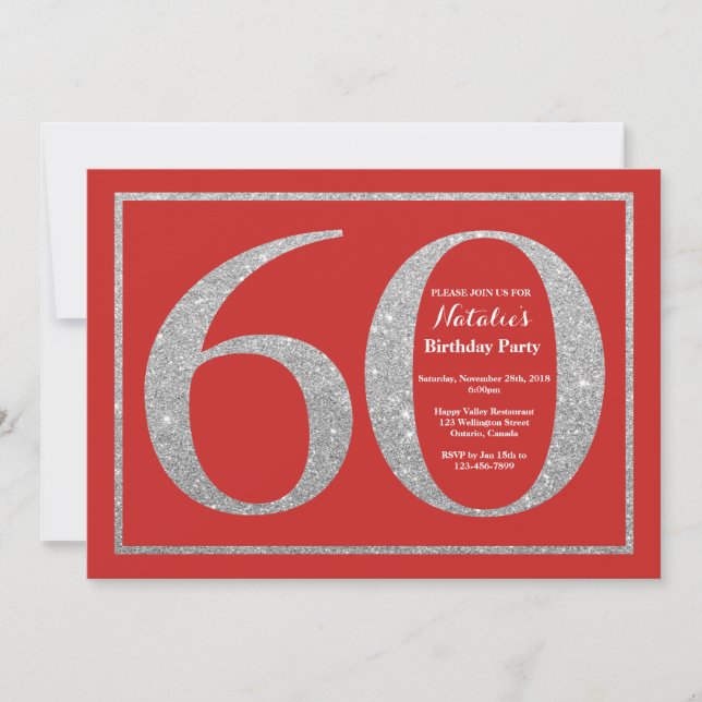 Invitation 60e anniversaire Parties scintillant ro (Devant)