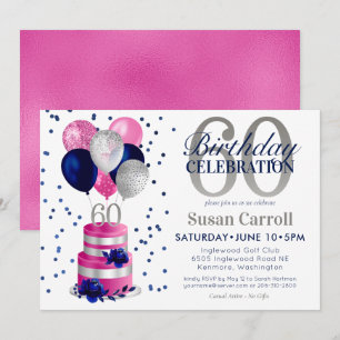 Invitation 60e anniversaire Pink Cake