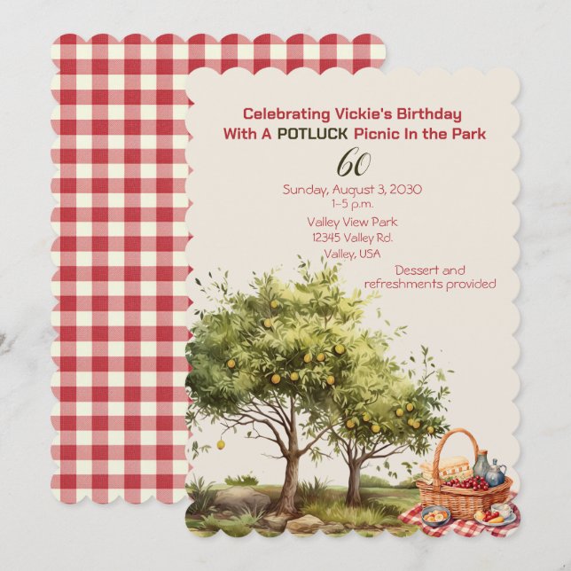 Invitation 60e anniversaire Pique-nique dans le parc (Devant / Derrière)