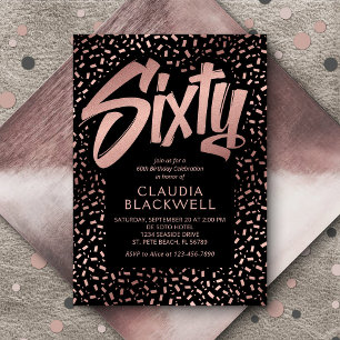 Invitation 60e anniversaire Rose Gold Confetti