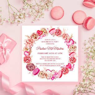 Invitation 60e anniversaire Rose rose Coeur Tourbillonnant Va