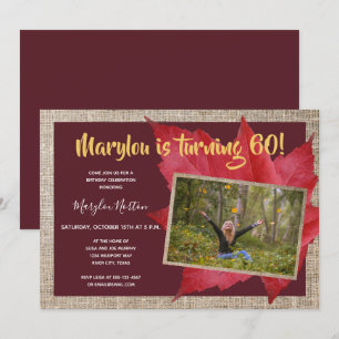 Invitation 60e anniversaire Rustic Autumn Photo Party