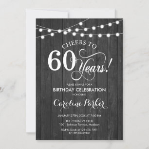 Invitation 60e anniversaire - Rustic Grey Motif
