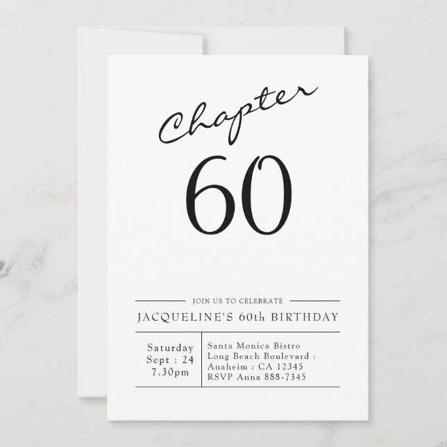 Invitation 60e anniversaire Script 60 Party (Devant)