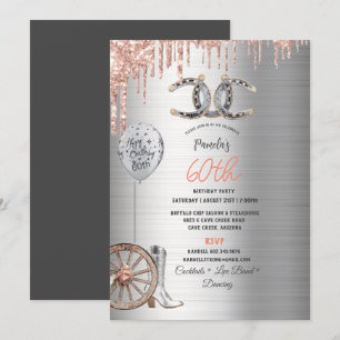 Invitation 60e anniversaire Silver Cowgirl Boots Horseshoes R
