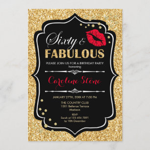 Invitation 60e anniversaire - Soixante fabuleux or noir rouge