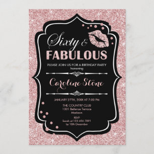 Invitation 60e anniversaire - Soixante fabuleux Rose Gold Noi