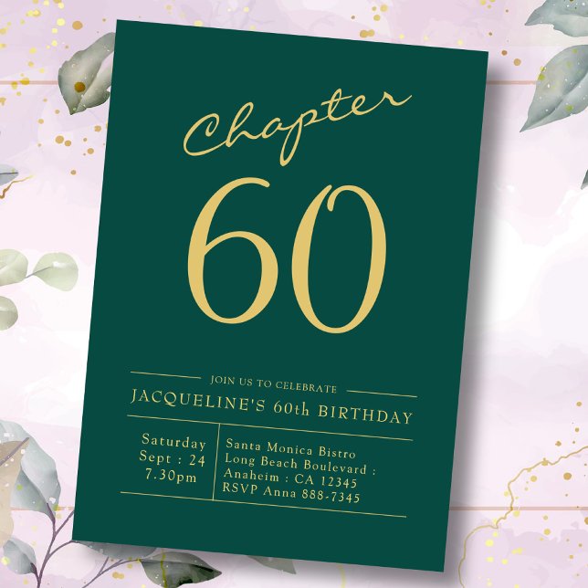 Invitation 60e Anniversaire Vert Or Chapitre 60 (Créateur téléchargé)