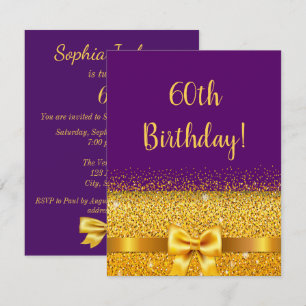Invitation 60e anniversaire violet or arc élégant