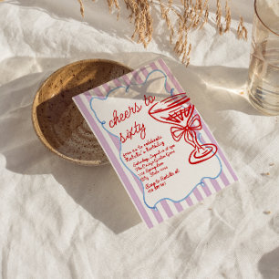 Invitation 60e Coupe de Champagne colorée dessinée Soixante A