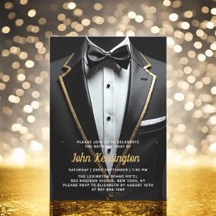 Invitation 60e événement d'anniversaire Black and Gold Tuxedo