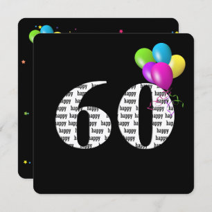 Invitation 60e fête d'anniversaire avec bouquet de ballons
