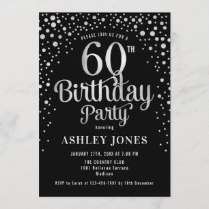 Invitation 60e fête d'anniversaire - Black & Silver