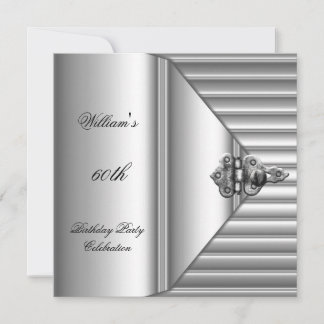 Invitation 60e fête d'anniversaire Elegant Mens Argent Mans