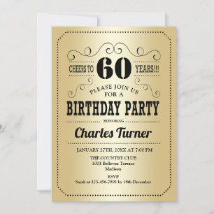 Invitation 60e fête d'anniversaire - Gold Black