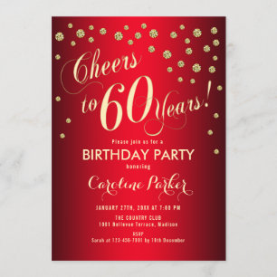 Invitation 60e fête d'anniversaire - Gold Red
