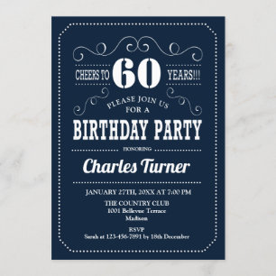 Invitation 60e fête d'anniversaire - Marine White