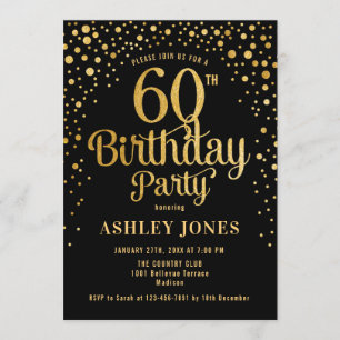 Invitation 60e fête d'anniversaire - Noir & Or