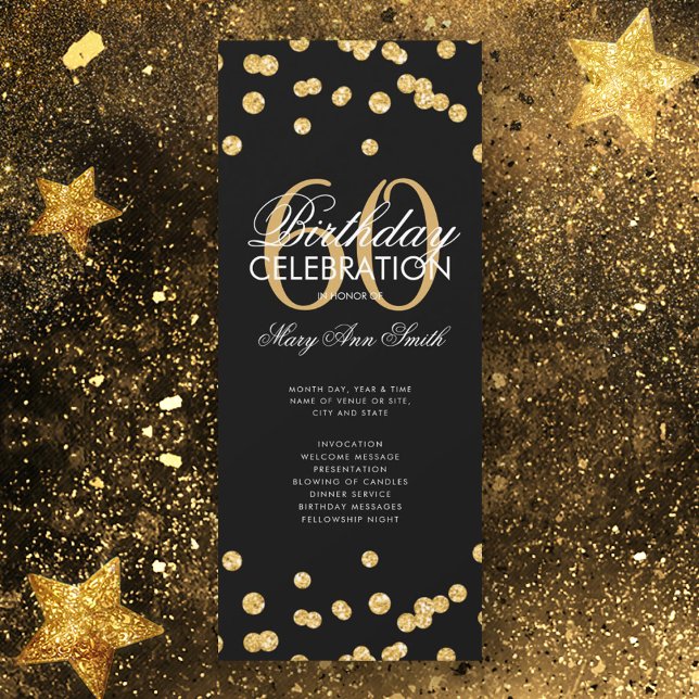 Invitation 60e fête d'anniversaire Parties scintillant d'or a (Créateur téléchargé)