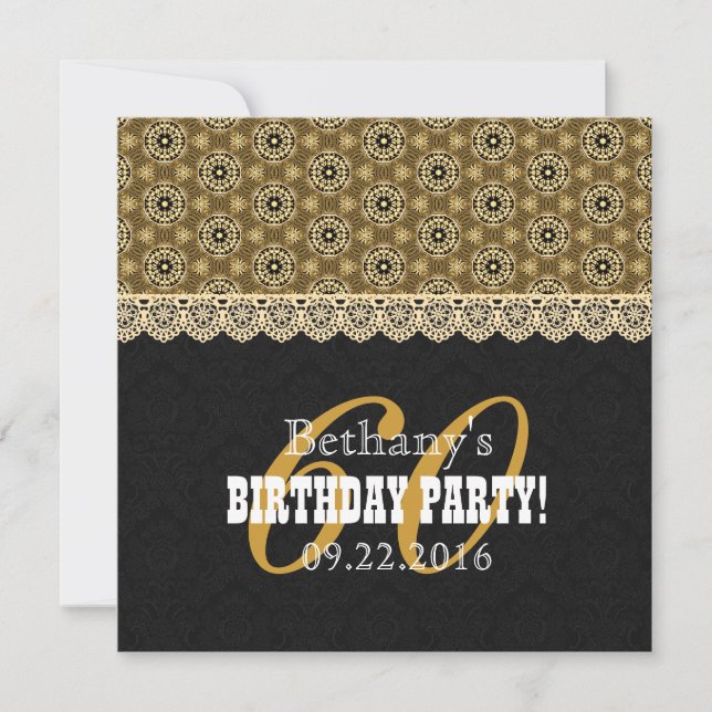 Invitation 60e FÊTE D'ANNIVERSAIRE POUR SON A06 Black and Gol (Devant)