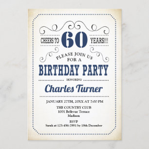 Invitation 60e fête d'anniversaire - Retro Creamy White and N
