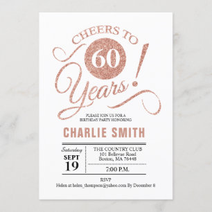 Invitation 60e fête d'anniversaire - Rose Gold White