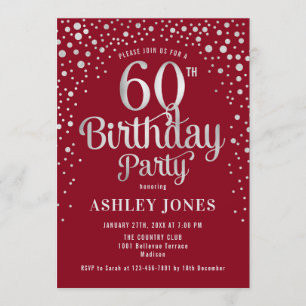 Invitation 60e fête d'anniversaire - Rouge & Argent