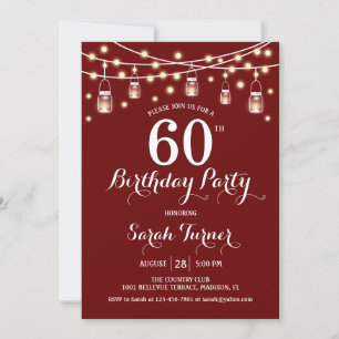 Invitation 60e fête d'anniversaire - Rouge foncé