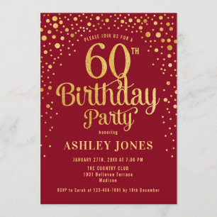Invitation 60e fête d'anniversaire - Rouge & Or