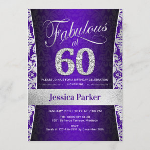 Invitation 60e fête d'anniversaire - Silver Purple