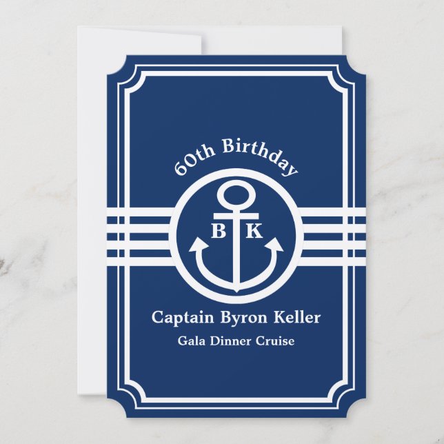 Invitation 60e fête d'anniversaire sur un bateau Nautical Cus (Devant)