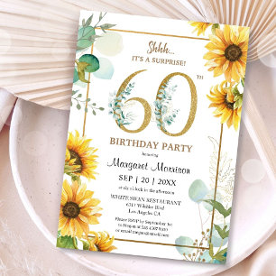 Invitation 60e fête d'anniversaire tournesols élégants florau