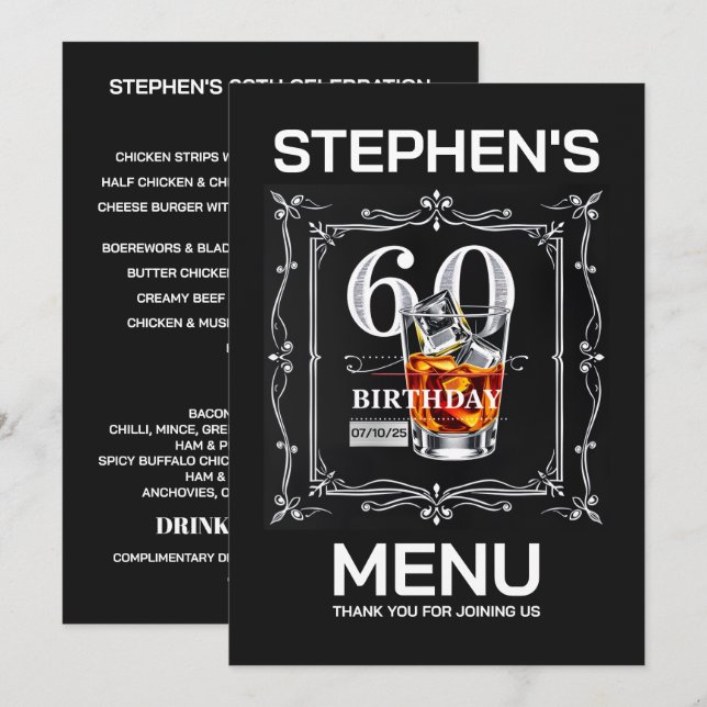 Invitation 60e menu (Devant / Derrière)