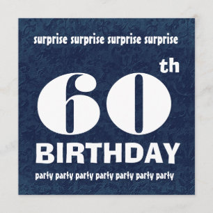 Invitation 60e Modèle blanc Bleu de fête d'anniversaire SURPR