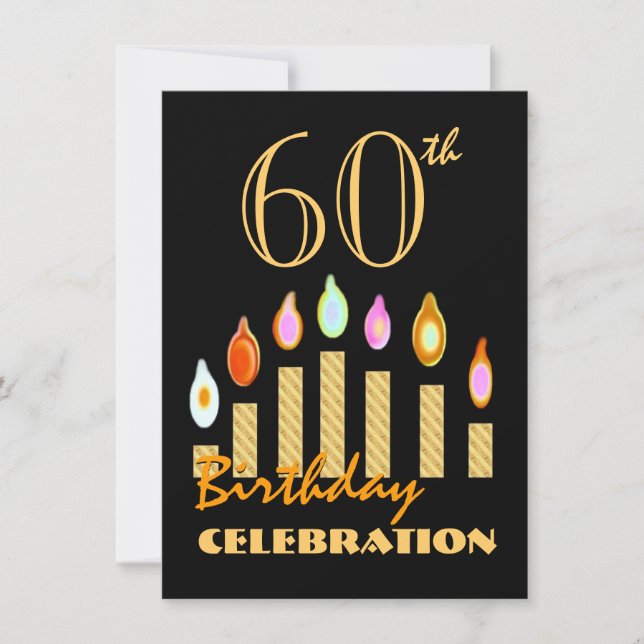 Invitation 60e ou toute année Anniversaire Bougies d'Or Budge (Devant)