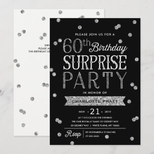 Invitation 60e Parties scintillant Confetti Surprise Party In