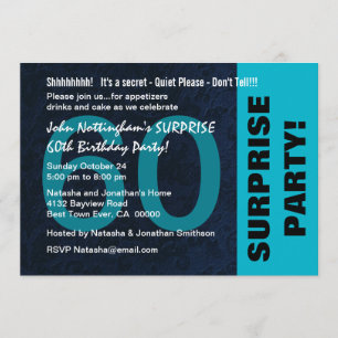 Invitation 60e SURPRISE Anniversaire Aqua Blue and Black A02