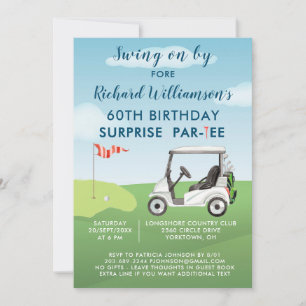 Invitation 60e Surprise Anniversaire Party Thème de golf masc