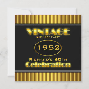 Invitation 60e vintage Jaune Gold Black 60 Anniversaire