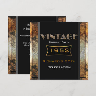 Invitation 60e vintage Rusty Gold Black Anniversaire