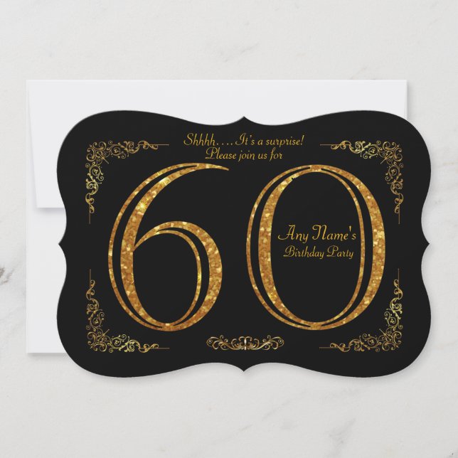 Invitation 60ème, fête d'anniversaire 60ème, grand Gatsby, no (Devant)
