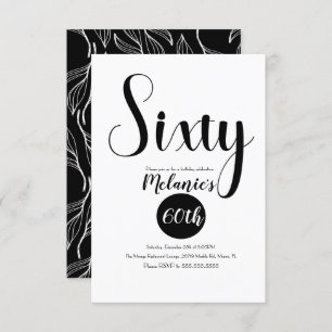 Invitation 60ème Script moderne Gras Vert noir et blanc