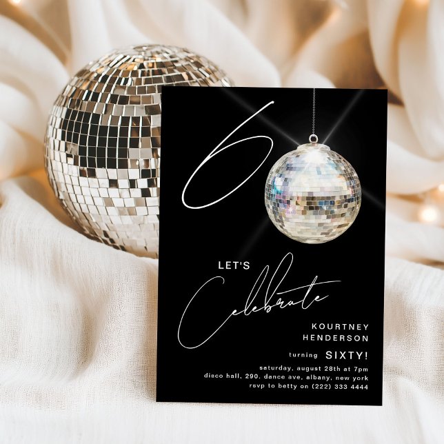 Invitation 60ème soirée d'anniversaire de Disco Ball (Créateur téléchargé)