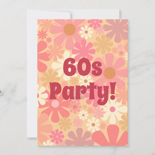 Invitation 60s Parti rétro Floral rose (Devant)