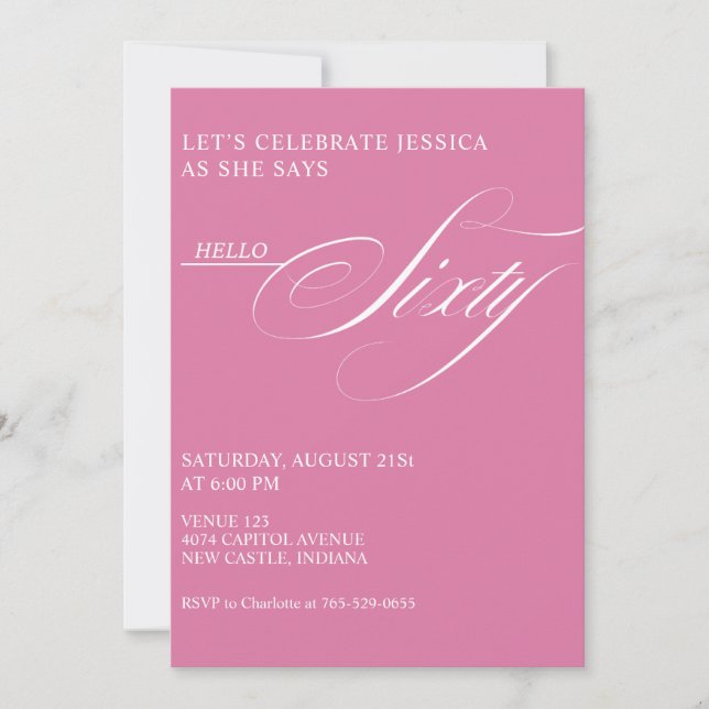 Invitation 60th Birthday Caligraphy Modern Elegant (Devant)